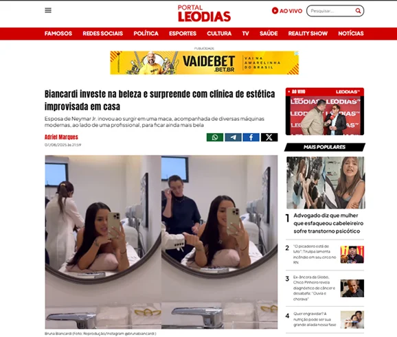 Portal LeoDias — Biancardi investe na beleza e surpreende com clínica de estética improvisada em casa