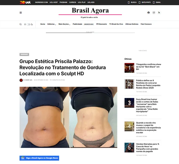 UOL · Brasil Agora — Grupo Estética Priscila Palazzo: Revolução no Tratamento de Gordura Localizada com o Sculpt HD